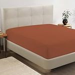 Twin XL Fitted Sheet Only - 4 Way Stretch Knitted Deep Pocket Twin XL Bottom Sheet - Fits Upto 16" Mattress (No Flat Sheet), Wrinkle Free, Microfiber Fitted Sheet Twin XL - Rust