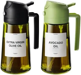 TrendPlain - Original 16oz/470ml Olive Oil Dispenser Bottle for Kitchen Gadgets and Air Fryer Accessories - Olive Oil Sprayer for Cooking w/Stickers - Black&Green