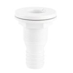 KIMISS Thru Hull Fitting, 1‑1/4in Through Hull Connector White Plastic Hose Connector Accessory for Marine Boat