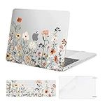 MOSISO Compatible with MacBook Pro 13 inch Case M2 M1 2024 2023 2022-2016 A2338 A2289 A2251 A2159 A1989 A1706 A1708, Plastic Garden Flowers Hard Case & Keyboard Cover & Screen Protector, Transparent