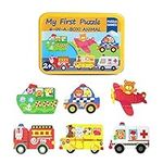 Wooden Puzzles for Toddlers 1-3 Years Old Toys, 6 Pack Transportation Toddler Jigsaw Puzzles with Iron Storage Boxs Early Learning Preschool Toys Christmas Birthday Gifts for Girls Boys Ages 2 3 4