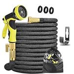 Expandable Garden Hose 100ft,Water Hose with 10 Function Nozzle,Solid Brass Fittings with Leakproof Lightweight Retractable Hose,Flexible Outdoor Yard Leak-Proof Water Pipe,Convenient Storage,Black