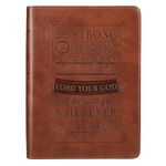 Be Strong and Courageous Brown Handy-sized Faux Leather Journal - Joshua 1:9