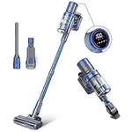 BRITECH Cordless Lightweight Stick Vacuum Cleaner, 300W Motor for Powerful Suction 40min Runtime, LED Display Screen & Headlights, Great for Carpet Cleaner, Hardwood Floor & Pet Hair (Gray)