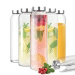 Vasukie Glass Water Bottles, Glass Fridge Water Bottle with Steel Cap, Wide mouth Leak proof & detox water bottle glass, water bottle for fridge, fridge bottle set of 6-750 ML (6 BOTTLE)