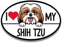 Magnet Me Up I Love My Shih Tzu Dog Breed Magnet Car Decals, 4x6 Inches Oval, Cute Dog Lover's Gift and Accessories, Home Decor, Car, Fridge, Any Magnetic Surface, Crafted in USA