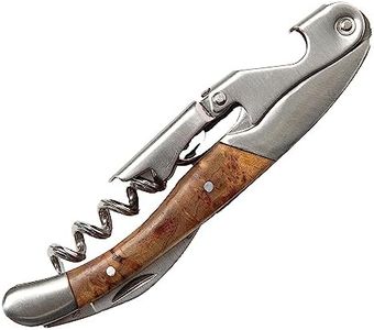 The Wine Chic Premium Professional Corkscrew Wine Opener with Elegant Wood Handle, Manual Wine Key with Foil Knife and Cap Bottle Opener for Bartenders, Waiters and Sommeliers