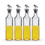 Amazon Brand - Solimo Oil Dispenser With Spout; Leak-Proof, Dust-Proof, Messy-Pour-Free, Silica Glass, Striped Design, Set Of 4, 500 Ml - Multicolor