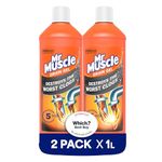 Mr Muscle Drain Unblocker Liquid (2 x 1L), Sink & Drain Cleaner, Strong & Fast Acting Heavy Duty Gel Formula, Dissolves Clogs, Works 3x Better Than Bleach, Safe for All Pipes