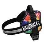 Emotional Support Dog Vest Nylon no-Pull Comes with 2 Reflective ESA Support K9 Interchangeable Patches. Fully Adjustable Reflective Straps with top Handle. XXS-XXL (Girth 19-25", Tie Dye)