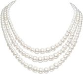 BABEYOND Round Imitation Pearl Necklace Vintage Multi Strands Choker Necklace 20s Flapper Necklace for Party (Style2)