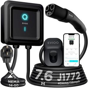 EVIQO Level 2 EV Charger - NACS Charger Compatible with Tesla - 40 Amp EV Level 2 w/NACS, 240V NEMA 14-50 EVSE, 25' Cord
