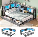 Hasuit Corner Bed Frame with Storag