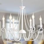 Ganeed Chandelier French Country Retro Hanging Lights Old Fashion Decor for Indoor Room White 6 Ligths