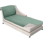 Sofa Shield Patented Chaise Slip Cover, Large Cushion Protector, Reversible Stain and Dog Tear Resistant Slipcover, Quilted Microfiber 102x34” Seat, Washable Covers for Dogs Pets Kids, Cyan Linen