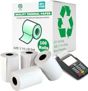 (100 Rolls) 2 1/4" x 50' Thermal Paper Receipt Rolls BPA-Free, Receipt Paper, Cash Register Printer Paper Roll, Fits All Credit & Debit Card Terminals, POS Systems, Clover Flex Mini, 57mm