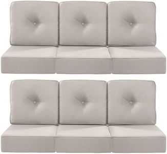 ACTREST Luxury 22x24/22x25 6-Inch Outdoor Furniture Cushions Set of 6 - Comfortable Deep Seat Patio Zipper Chair Cushion for Wicker Wicker Rocking Swivel Chairs Loveseat Couch Sectional Sofa - Beige