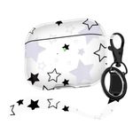 Youtec Compatible with Airpods 3rd Generation Case with Lanyard,Airpods Case Portable & Shockproof for Women Men,Black and White Five-Pointed Star