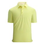 ALEX VANDO Mens Golf Shirt Moisture Wicking Quick-Dry Short Sleeve Casual Polo Shirts for Men,Yellow,L