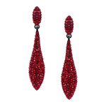 SWEETV Crystal Chandelier Earrings for Women Brides, Ruby Rhinestone Dangle Earrings for Wedding Prom Party, Long Drop Dangling Earrings for Costume Jewelry,Red