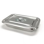 IS IndoSurgicals Stainless Steel Instrument Tray with Cover, Deluxe Quality (1, 10"X8"X2")