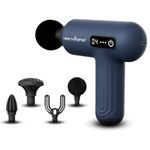 HealthSense Percussion Gun Massager machine for Full Body Pain Relief of Neck, Shoulder, Back, Arm & Foot for Men & Women | 3000 RPM Premium Deep Tissue Massage Gun with LCD Touch Screen | 4 Removable Heads | 6 Speed Levels | High Torque Motor | Lightweight with Rubber Non-Slip Handle HM170