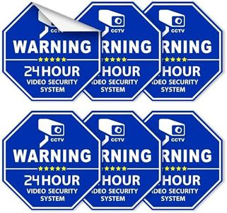 CCTV Outdoor Video Camera Security Stickers - 6Pcs CCTV Camera Video Security Camera in Use Sign Outdoor Video Surveillance Vinyl Sticker -24 Hours Warning Video Surveillance Window Security Signs