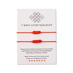 CheersLife 2 Pcs Red String 7 Knots Bracelet Kabbalah Protection Lucky Amulet Thread Rope Couple Friendship Adjustable Bracelets Accessory Jewelry Birthday Gift for Women Men Girl Boy Friend