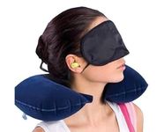 ImegaZ 3 in 1 Travel Kit with Pillow Neck Rest, Mask, ear Buds | Travel in Aeroplane | Car | Train | Bus, for Men and Women, Set of 3