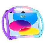 iPad 10th Generation Kids Case,Adocham iPad 10.9 inch Case 10th Generation Built-in Stand Handle and Comes with a Strap,Lightweight Shockproof Silicone iPad Cover 10.9 inch 2022(Multicolor)