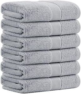 Aibaser Bath Towels, 27x54inch - Natural, Ultra Absorbent Towels for Bathroom, Travel, Gym, Shower and Spa (6 Piece Set) (Light Grey)