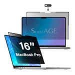 SenseAGE Magnetic Privacy Screen Protector for MacBook Pro 16"with Webcam Cover Slider - Bubble-Free, Anti-Glare, Anti-Blue Light, Easy Install, Durable, Fully Compatible with MacBook Pro 16" (A2141)