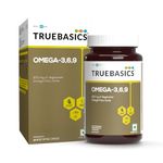 TrueBasics Omega-3,6,9 (90 Capsules) | 870mg of Vegetarian Omega Fatty Acids | With Clinically Researched Ingredient | For Healthy Heart, Hair, Skin, Joints, Brain, & Eyes