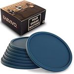 Drink Coasters by Barvivo Set of 8 - Tabletop Protection for Any Table Type, Wood, Granite, Glass, Soapstone, Marble, Stone Tables - Perfect Blue Soft Coaster Fits Any Size of Drinking Glasses.