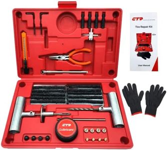 CTR Heavy Duty Tire Plug Kit - 68pcs All-in-One Universal Tire Repair Kit with Plugs, Professional Tools for Tubeless Tyre Flats for Cars, Truck, RV, SUV, ATV, Motorcycle, Tractor, Trailer - GE0001