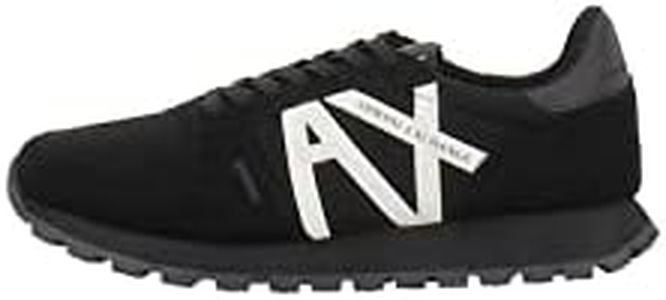 Armani Exchange Openwork Side, Contrast Logo, Microsuede Inserts, Scarpe da Ginnastica Uomo, Nero, 43 EU