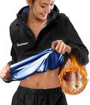 Junlan Sauna Suit for Women Sweat Jacket Gym Workout Vest Sweat Suits for Women (A.Blue Tops Only,Medium)