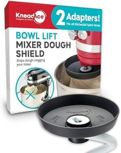 KneadAce Spiral Dough Hook Shield For kitchenaid Mixer-Prevents Dough from Clogging Your Bowl Lift Mixer- Compatible With KitchenAid Dough Hook. (With 2 Adapters-Fits All KA Spiral Hooks)