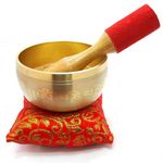 Uv Creation Tibetan Singing Bowl 3.5 Inch Set Meditation Bowl With Gautam Buddha Design Inside (Gold, Grey)