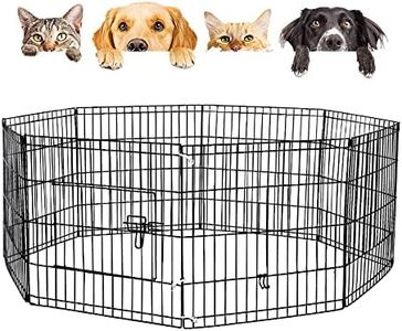 Taily 24" Dog Playpen 8 Panel Pet Cage Puppy Pen Enclosure Fence Exercise Foldable Play Yard Black