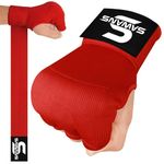 SAWANS Boxing Hand Wraps Inner Gloves for Hand Protection Long Wrist Straps Elasticated, Padded Martial Arts Combat Gloves Punching Bag Training Gel Mitts Muay Thai MMA (Kids/Junior, Red)