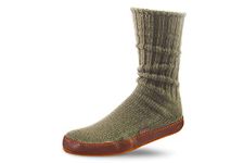 Acorn Unisex Slipper Socks, Flexible Cloud Cushion Footbed with a Suede Sole, Mid-Calf Length, Olive Coast, 4.5/5 UK