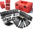 Premium 132-Piece Mechanics Tool Set, SAE/Metric 1/4" & 3/8" Drive Socket Set, Ratcheting Wrenches, Extensions & Adapters, Quick-Release Ratchet, Professional Auto Repair Tool Kit with Storage Case