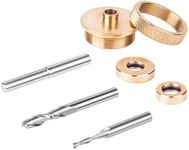 SpeTool Router Bits Solid Brass Router Inlay Kit, Include 1/8" and 1/4 Cutting Diameter with 1/4 Shank Carbide Spiral Upcut Router Bit, Router Bushing Guide Set for Wood