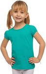 Lovetti Girl’s Basic Short Puff Sleeve Round Neck T-Shirt, Turkish Cotton Round Neck Tee Tops