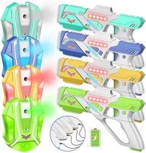 Rechargeable Lase r Tag Set with Vests, 2024 Upgrade Lase r Tag Guns Set of 4, Multi Player Lase r Tag Set for Kids Toy for Teen Boys & Girls, Indoor&Outdoor Toy Gift, Ages 8+,White