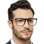 OCCI CHIARI Large Frame Blue Light Blocking Glasses for Men Reading Glasses 4.0 Magnifying Glasses for Reading Men's Large Readers Sturdy Hinge (Lake Blue,400)