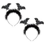 2Pcs Halloween Headband,Plush Surface Bat Headband,Realistic Black Headband Halloween Headbands for Women Kids Girls Alice Hair Band Cosplay Halloween Costumes Accessories Fancy Dress Photo Props