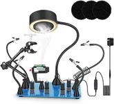 Toolour Magnetic Helping Hands Soldering Third Hand Tools with Solder Fume Extractor Light,Soldering Vise Clamp,PCB Holder,Hot Air Gun Holder for Electronic Welding Repair Work Station
