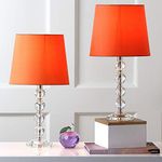 SAFAVIEH Lighting Collection Nola Modern Glam Stacked Crystal Ball/Orange Shade 16-inch Bedroom Living Room Home Office Desk Nightstand Table Lamp Set of 2 (LED Bulbs Included)